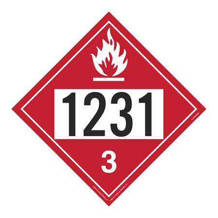 UN#1231 Flammable Stock Numbered Placard