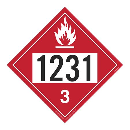 UN#1231 Flammable Stock Numbered Placard