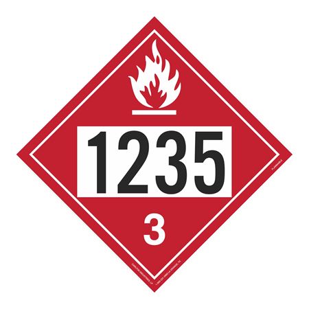 UN#1235 Flammable Liquid Numbered Placard