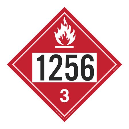 UN#1256 Flammable Stock Numbered Placard