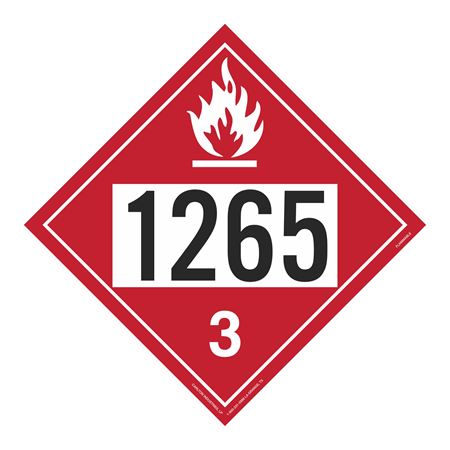 UN#1265 Flammable Stock Numbered Placard