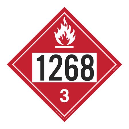 UN#1268 Flammable Liquid Stock Numbered Placard