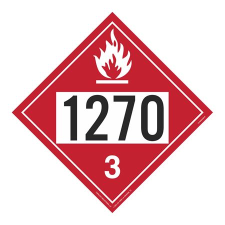 UN#1270 Flammable Liquid Stock Numbered Placard