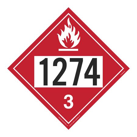 UN#1274 Flammable Stock Numbered Placard