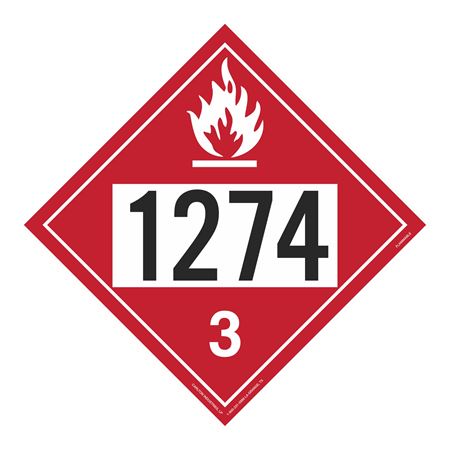 UN#1274 Flammable Stock Numbered Placard