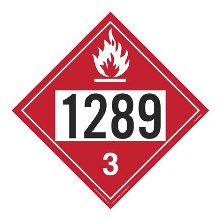 UN#1289 Flammable Liquid Numbered Placard