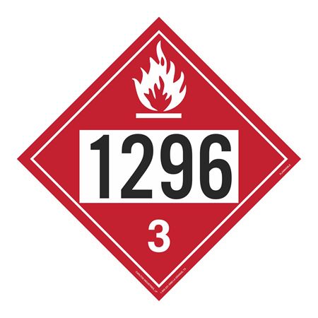 UN#1296 Flammable Stock Numbered Placard