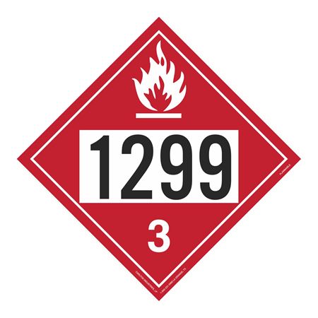 UN#1299 Flammable Liquid Numbered Placard