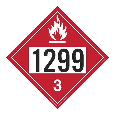 UN#1299 Flammable Stock Numbered Placard