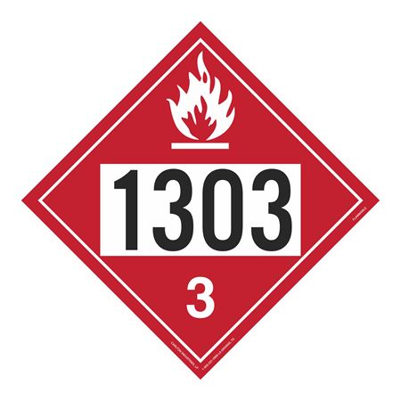 UN#1303 Flammable Liquid Numbered Placard