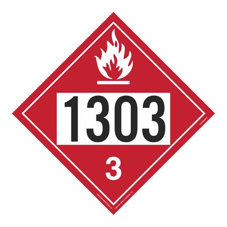 UN#1303 Flammable Stock Numbered Placard