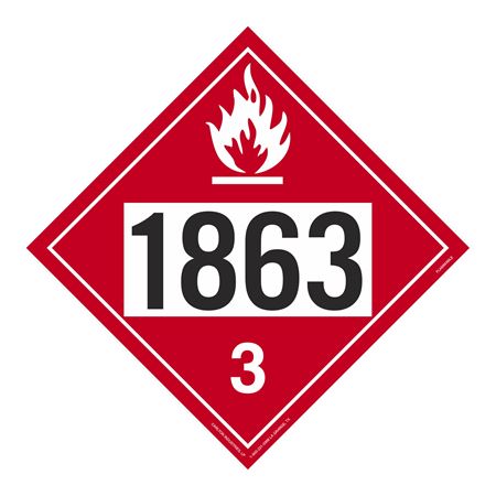 UN#1863 Flammable Liquid Numbered Placard