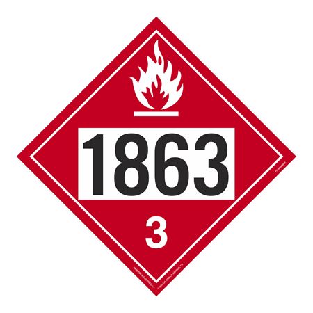 UN#1863 Flammable Liquid Stock Numbered Placard