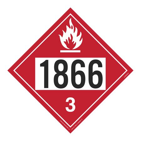 UN#1866 Flammable Liquid Numbered Placard