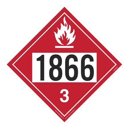 UN#1866 Flammable Liquid Stock Numbered Placard