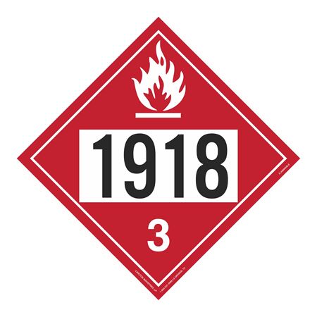 UN#1918 Flammable Liquid Numbered Placard
