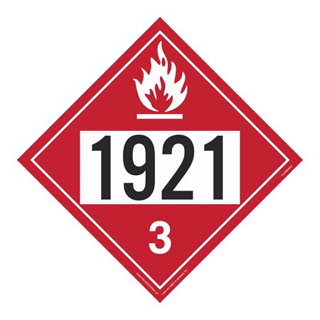 UN#1921 Flammable Liquid Numbered Placard
