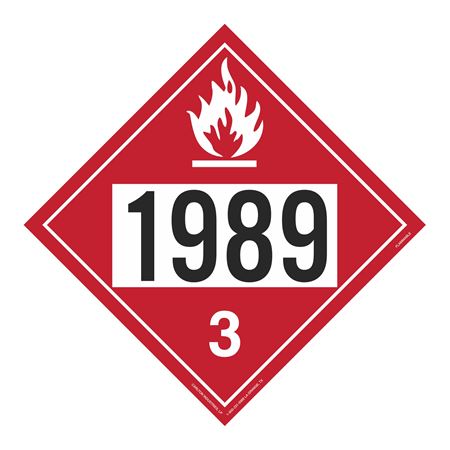 UN#1989 Flammable Stock Numbered Placard