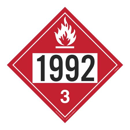 UN#1992 Flammable Liquid Numbered Placard