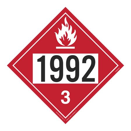 UN#1992 Flammable Stock Numbered Placard