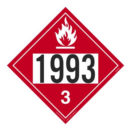 UN#1993 Flammable Liquid Stock Numbered Placard