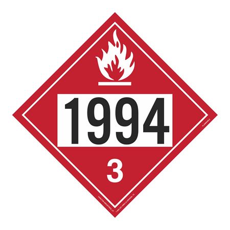 UN#1994 Flammable Stock Numbered Placard