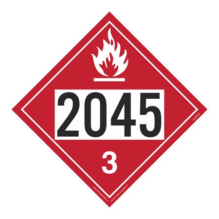 UN#2045 Flammable Liquid Numbered Placard