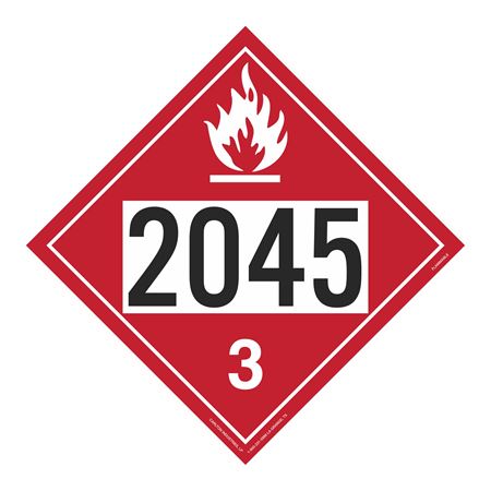 UN#2045 Flammable Stock Numbered Placard