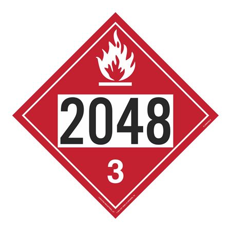 UN#2048 Flammable Liquid Numbered Placard