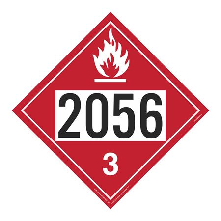 UN#2056 Flammable Liquid Numbered Placard