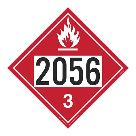 UN#2056 Flammable Stock Numbered Placard