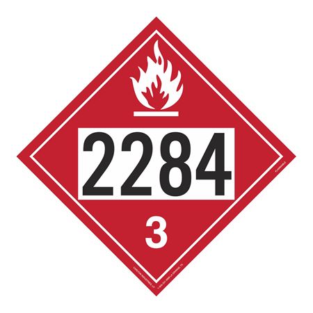 UN#2284 Flammable Liquid Numbered Placard
