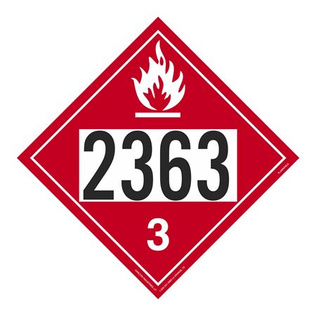 UN#2363 Flammable Stock Numbered Placard