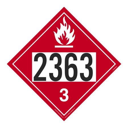 UN#2363 Flammable Liquid Numbered Placard