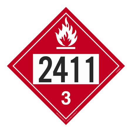 UN#2411 Flammable Liquid Numbered Placard