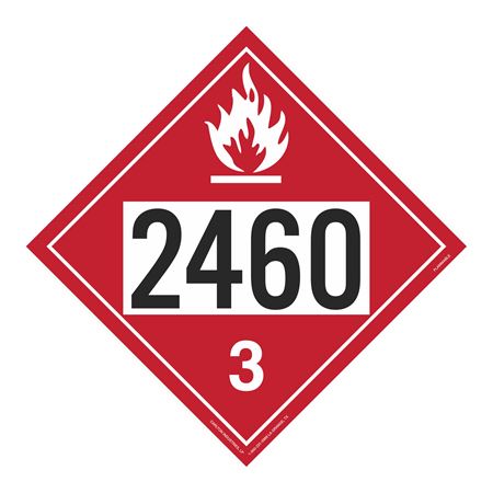 UN#2460 Flammable Liquid Numbered Placard