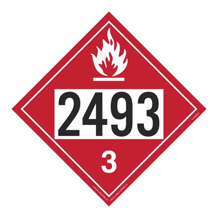 UN#2493 Flammable Liquid Numbered Placard