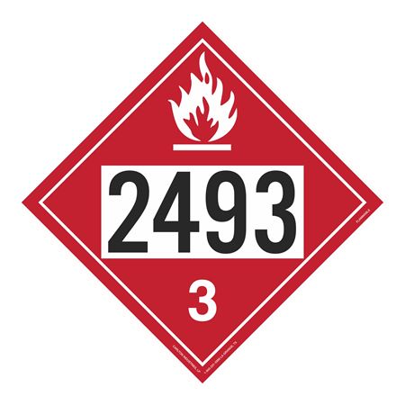 UN#2493 Flammable Stock Numbered Placard