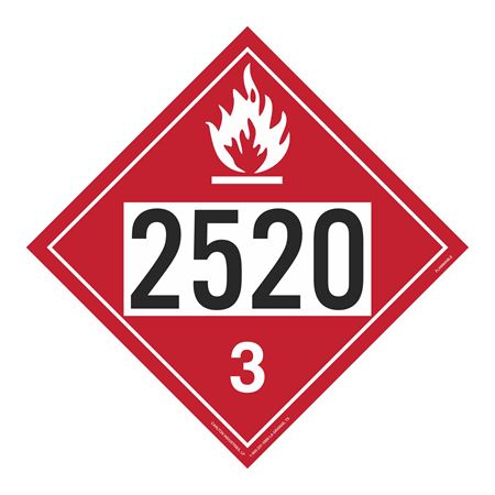 UN#2520 Flammable Liquid Numbered Placard