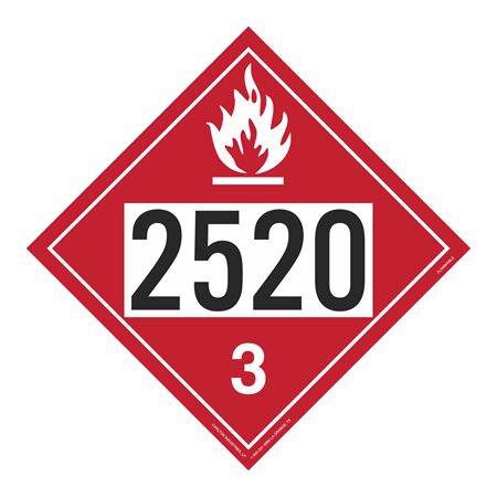 UN#2520 Flammable Stock Numbered Placard