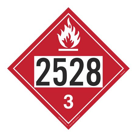 UN#2528 Flammable Liquid Numbered Placard