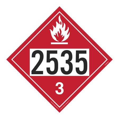 UN#2535 Flammable Liquid Numbered Placard