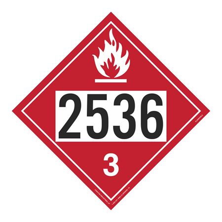 UN#2536 Flammable Liquid Numbered Placard