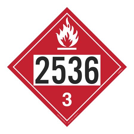 UN#2536 Flammable Stock Numbered Placard