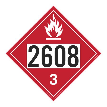 UN#2608 Flammable Liquid Numbered Placard