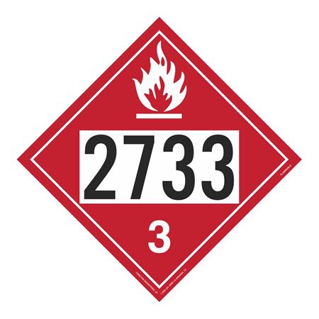 UN#2733 Flammable Liquid Numbered Placard