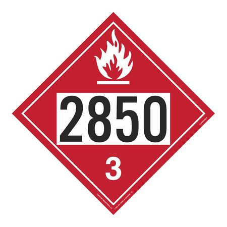 UN#2850 Flammable Stock Numbered Placard