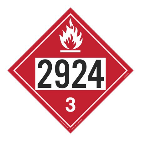 UN#2924 Flammable Liquid Numbered Placard