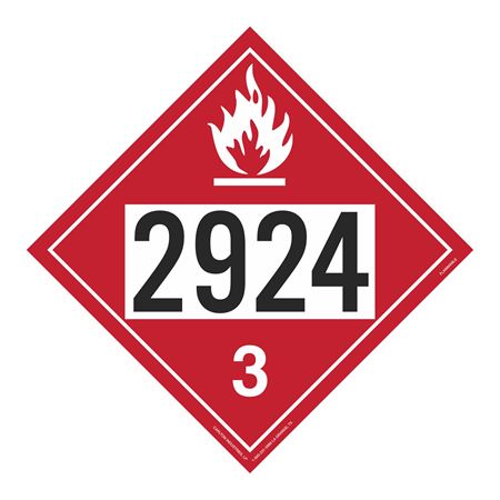 UN#2924 Flammable Stock Numbered Placard