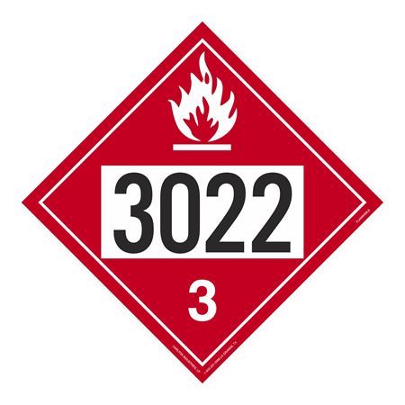 UN#3022 Flammable Liquid Numbered Placard